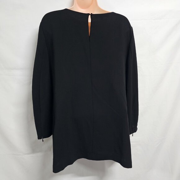 Lafayette 148 Caddie Finesse Crepe Blouse Black Top Blouse Women Size 10 - Picture 7 of 15